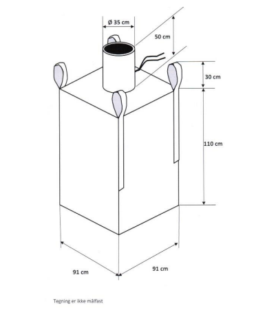 28303 - 4 strops, coated, 91 x 91 x 110 cm, lukket bund