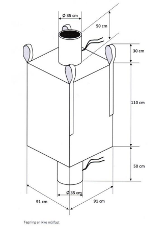 28302 - 4 strops, coated big bag, 91 x 91 x 110 cm med tømmestuds