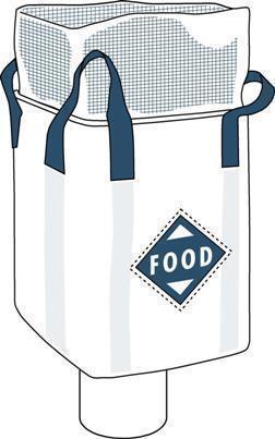 Storsæk med skørt & tømmestuds, 4 cross corner løftestropper (Billedet ejes af Accon)